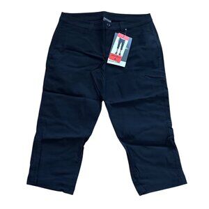 Eddie Bauer Womens Rainier Capris Size 8 Black Stretch UPF 50+ StormRepel NEW